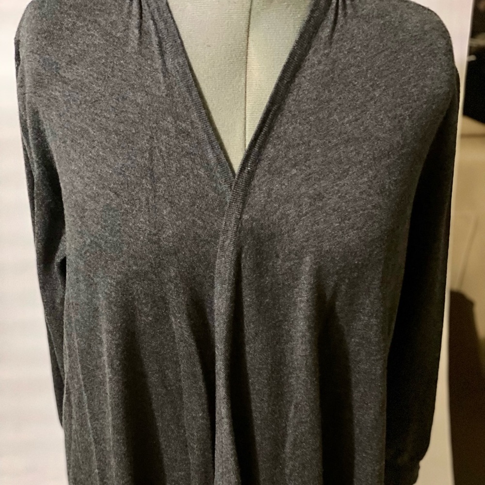 Charcoal grey sweater jacket rayon/ cotton.